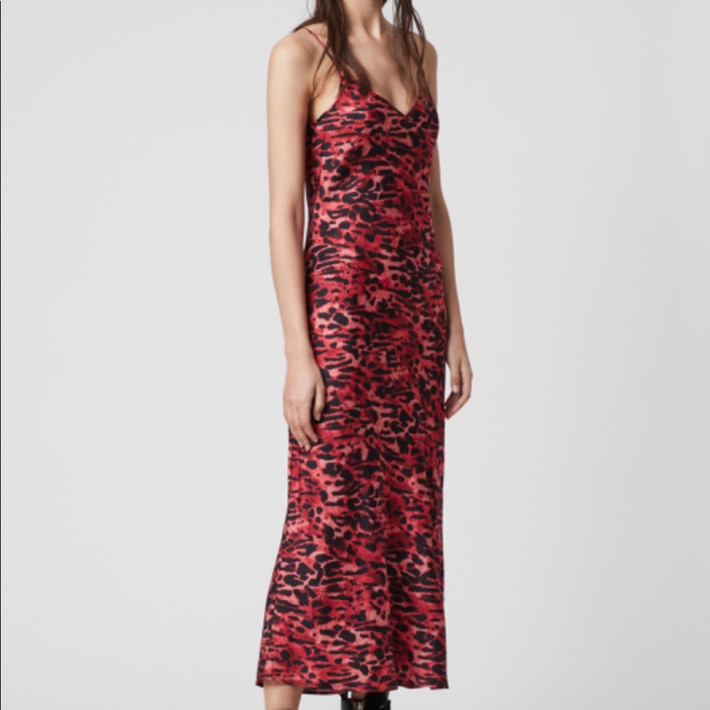 ALLSAINTS Hera Dress Size: S, Color: Red, Midi